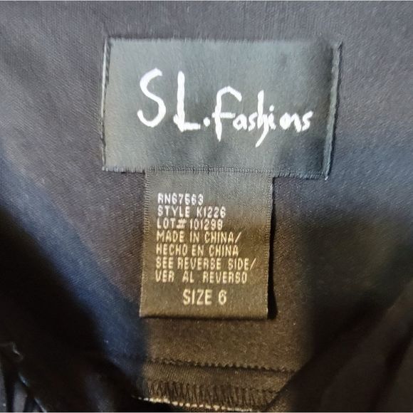 BLACK flowy 3 tiered dress with white high-waisted ribbon. SLfashions. Sz.6 - Picture 7 of 7